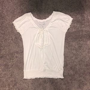 White, Synched Waist Blouse